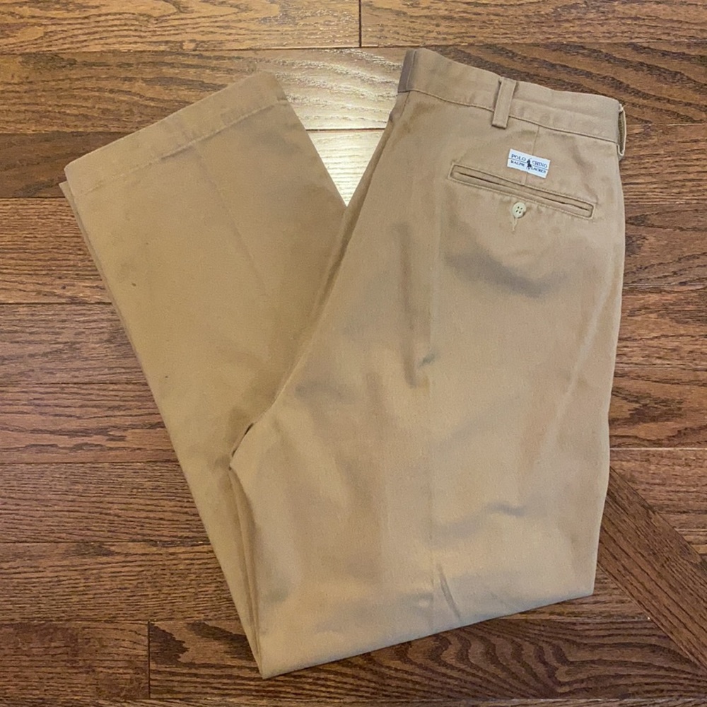 Polo Ralph Lauren Chino 34X30 Pleated Tan Pants